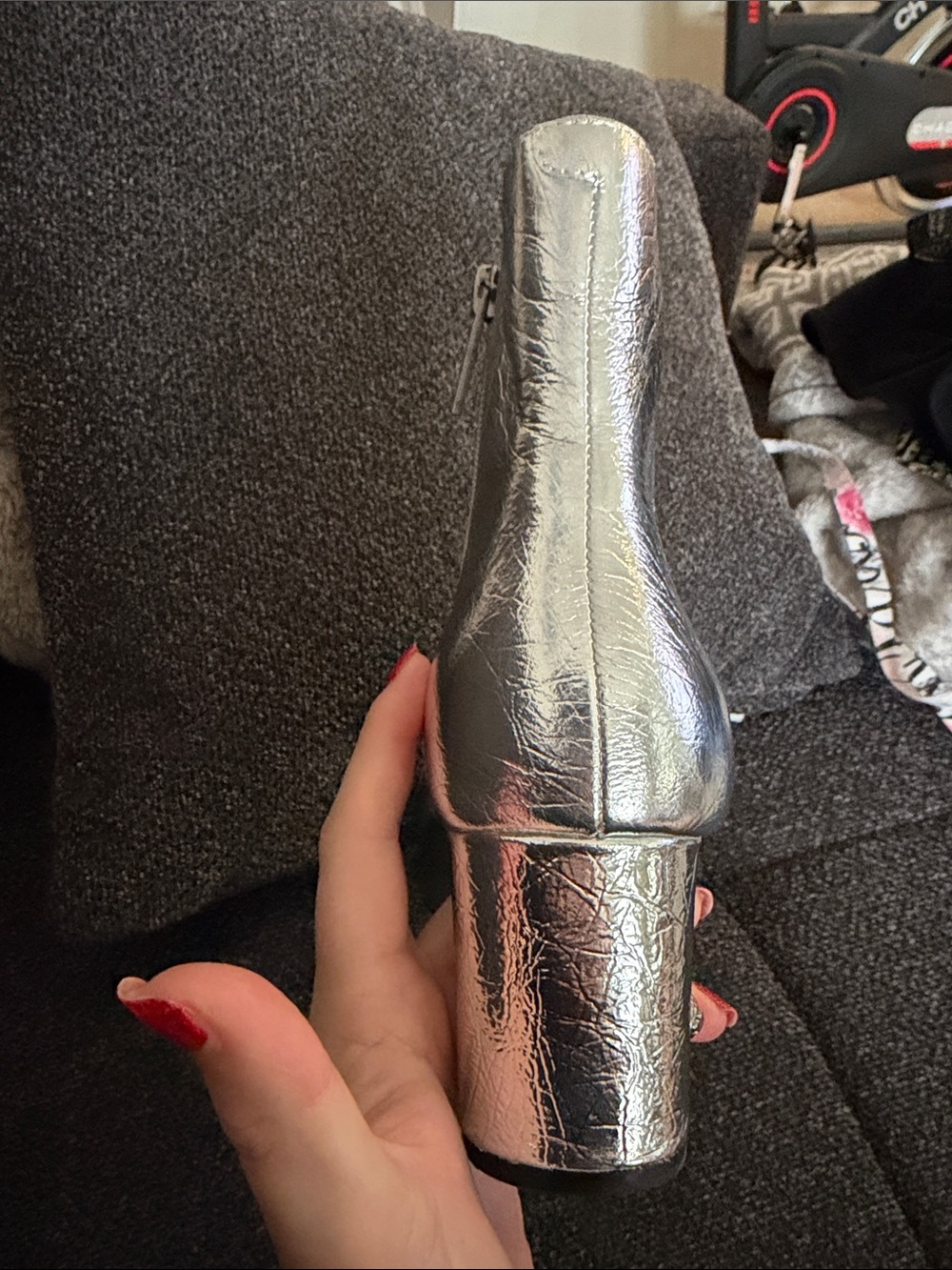 Kurt Geiger London Burlington metallic silver leather ankle boots size EU 40.5 - Picture 4 of 9